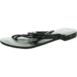 Free People Womens Kayla Black Leather Boho Slide Sandals Shoes Used